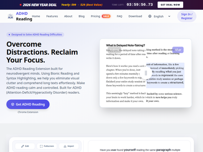 ADHD Reading - 注意力缺陷/多动症专注阅读扩展